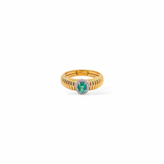 Anello tubogas fascia stretta oro e smeraldo centrale