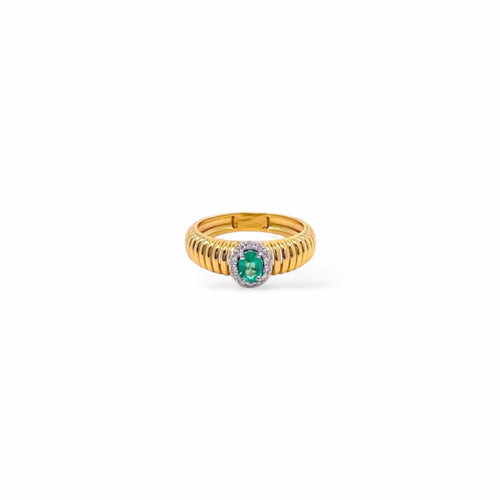Anello tubogas fascia stretta oro e smeraldo centrale