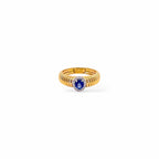 Anello tubogas fascia stretta oro e zaffiro centrale
