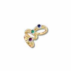 Anello tubogas fascia stretta oro e zaffiro centrale