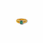 Anello tubogas fascia stretta oro e smeraldo rettangolare