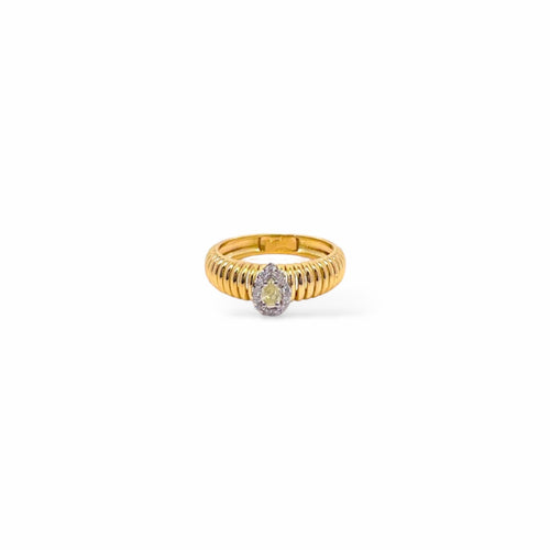 Anello tubogas fascia stretta oro e goccia fancy
