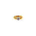 Anello tubogas fascia stretta oro e goccia acquamarina