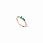Anello trilogy cuoricini smeraldo e diamanti