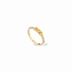 Anello trilogy cuoricini zaffiri gialli e diamanti