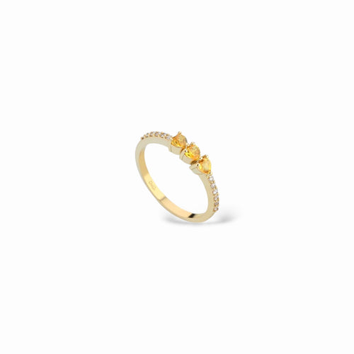 Anello trilogy cuoricini zaffiri gialli e diamanti