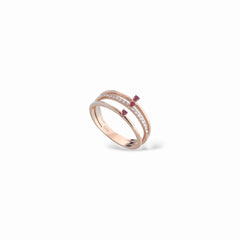 Anello trilogy rubini e diamanti