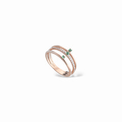Anello trilogy smeraldi e diamanti