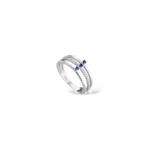 Anello trilogy zaffiri e diamanti