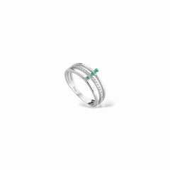 Anello trilogy smeraldi e diamanti