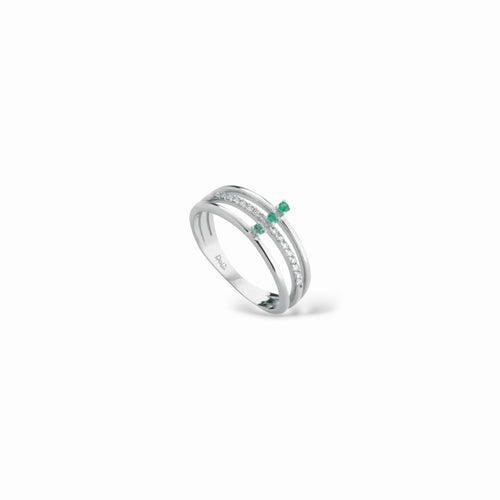 Anello trilogy smeraldi e diamanti