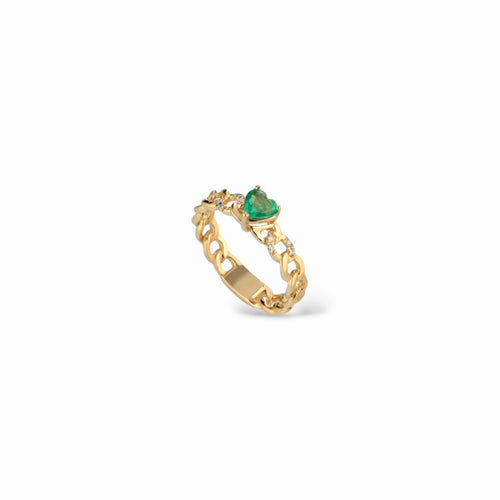 Anello groumette smeraldo e diamanti