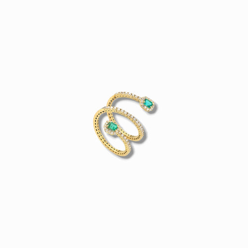 Anello snake diamanti e smeraldi