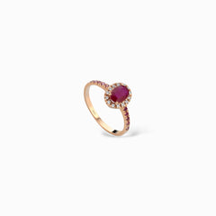 Anello ovale oro rosa e rubini