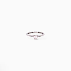 Anello solitario rettangolare oro e diamanti