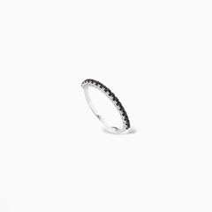 Anello mezza veretta oro e diamanti neri