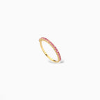 Anello mezza veretta oro e zaffiri rosa
