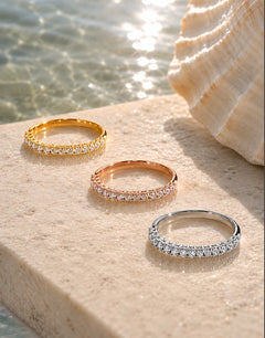 Anello mezza veretta oro e diamanti