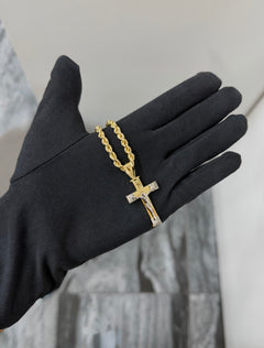 Collana croce Cristo bicolore