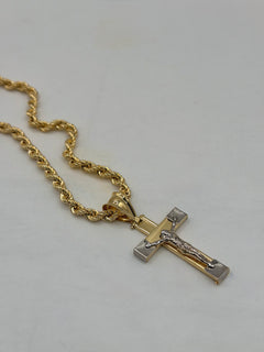 Collana croce Cristo bicolore