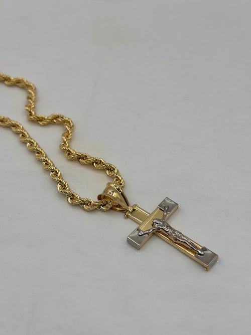 Collana croce Cristo bicolore