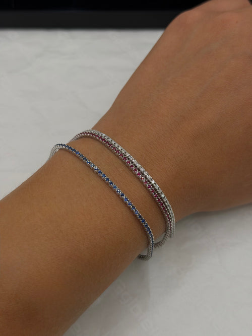 Bracciale tennis oro 9 ct e zaffiri blu
