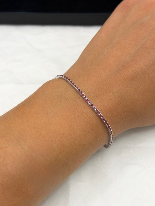 Bracciale tennis oro 9 ct e rubini rossi