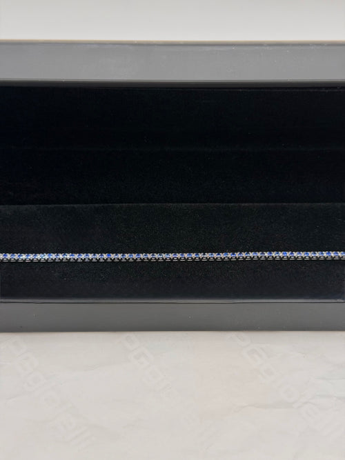 Bracciale tennis oro 9 ct e zaffiri blu