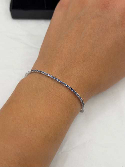Bracciale tennis oro 9 ct e zaffiri blu