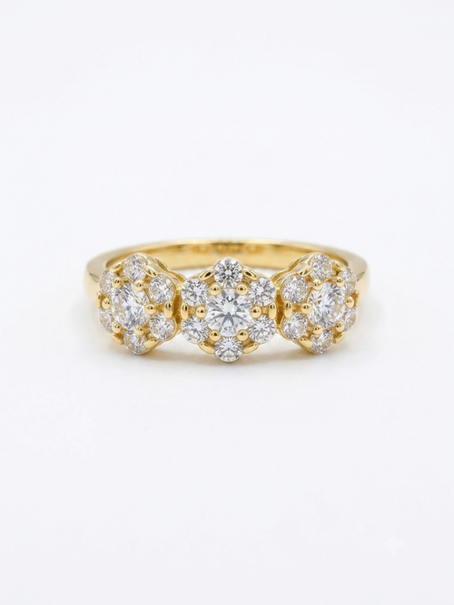 Anello trilogy fiori oro