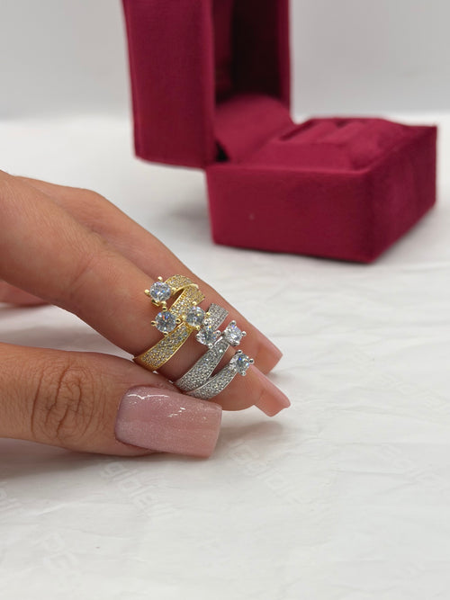 Anello trilogy modello Re C zirconato oro