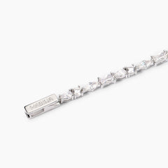 Bracciale tennis taglio baguette/goccia argento