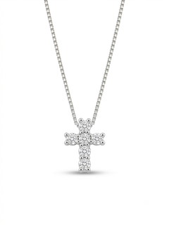 Collana croce oro 9ct e diamanti small