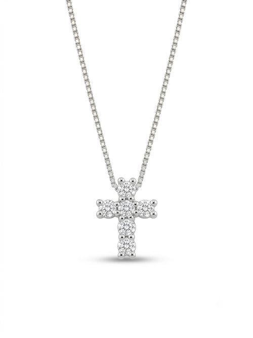 Collana croce oro 9ct e diamanti small