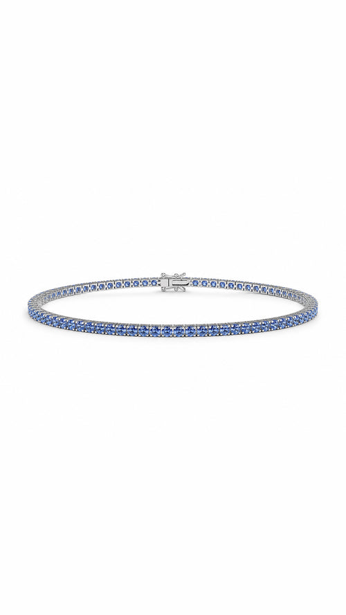 Bracciale tennis oro 9 ct e zaffiri blu
