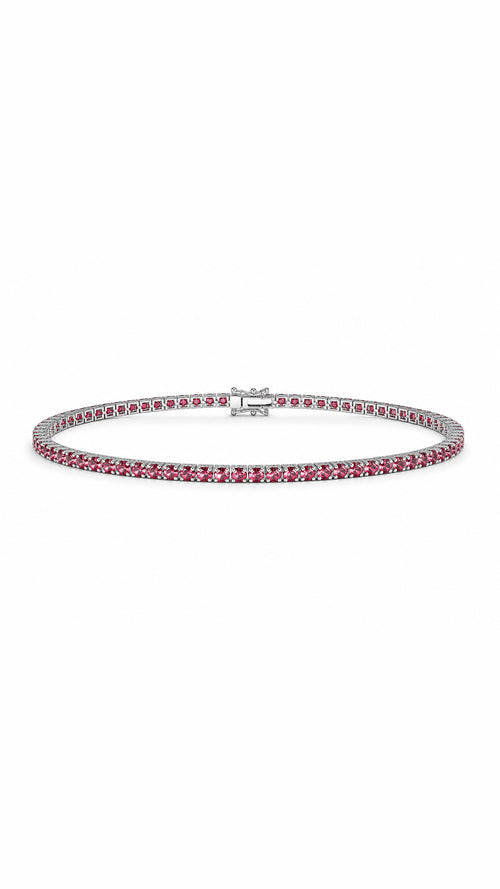 Bracciale tennis oro 9 ct e rubini rossi