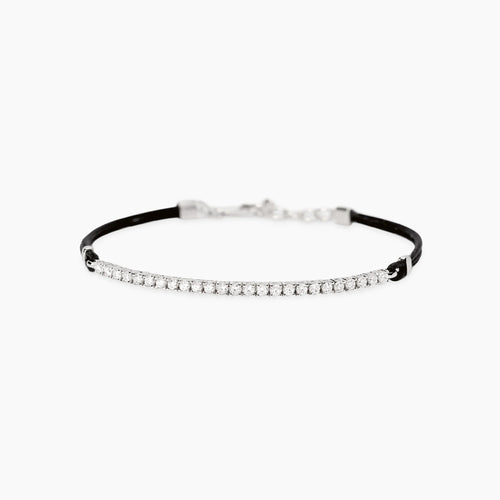 Bracciale cordino-tennis argento uomo