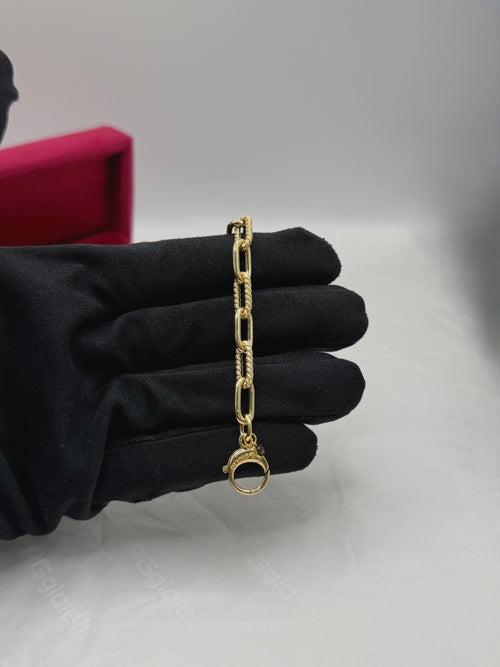 Bracciale catena lavorata-liscia oro