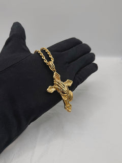 Collana croce mani oro