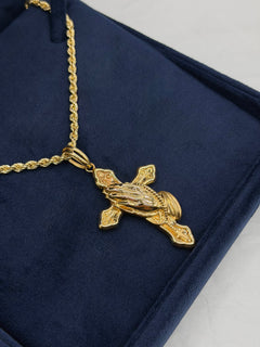 Collana croce mani oro