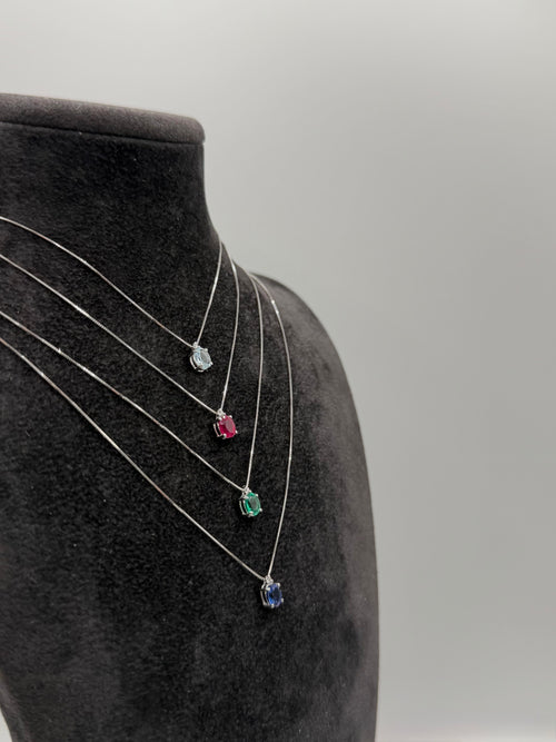 Collana oro 9ct e smeraldo verde