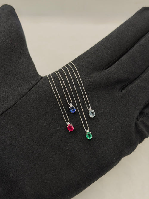 Collana oro 9ct e zaffiro blu