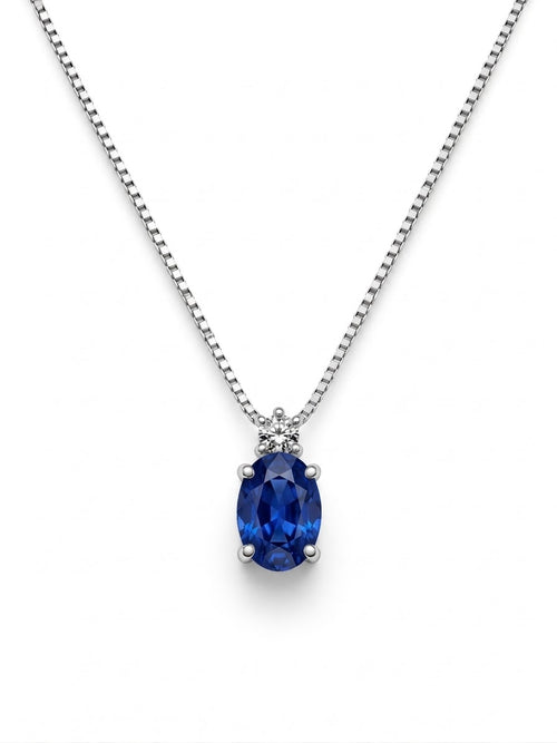 Collana oro 9ct e zaffiro blu