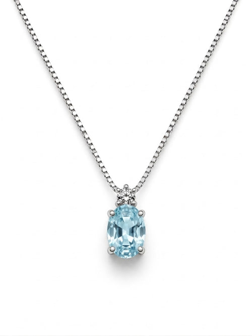 Collana oro 9ct e acquamarina