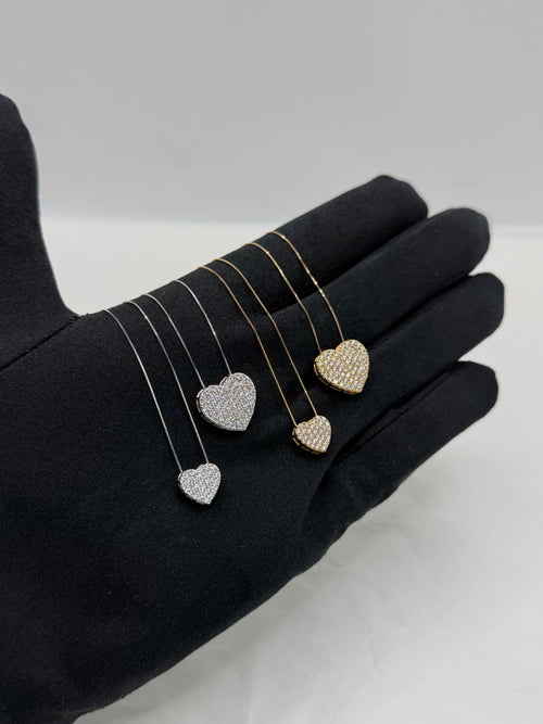 Collana cuoricino pave’ oro