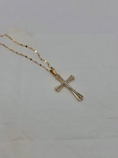 Collana croce bicolore oro