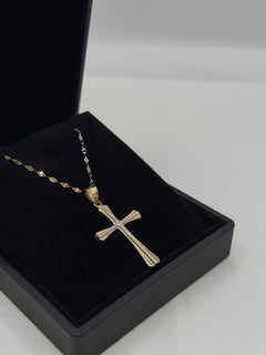 Collana croce bicolore oro