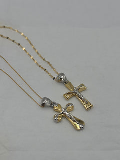 Collana croce con Cristo bicolore oro