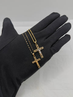 Collana croce con Cristo lavorata oro