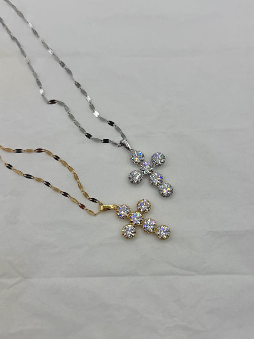 Collana croce tonda big oro